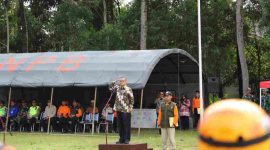 Acara gladi lapang tsunami di Lapangan Desa Jogoresan, Kecamatan Purwodadi, pada Kamis (13/11/2025).